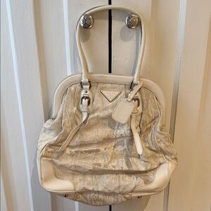 Prada Beige and Cream Shoulder Bag